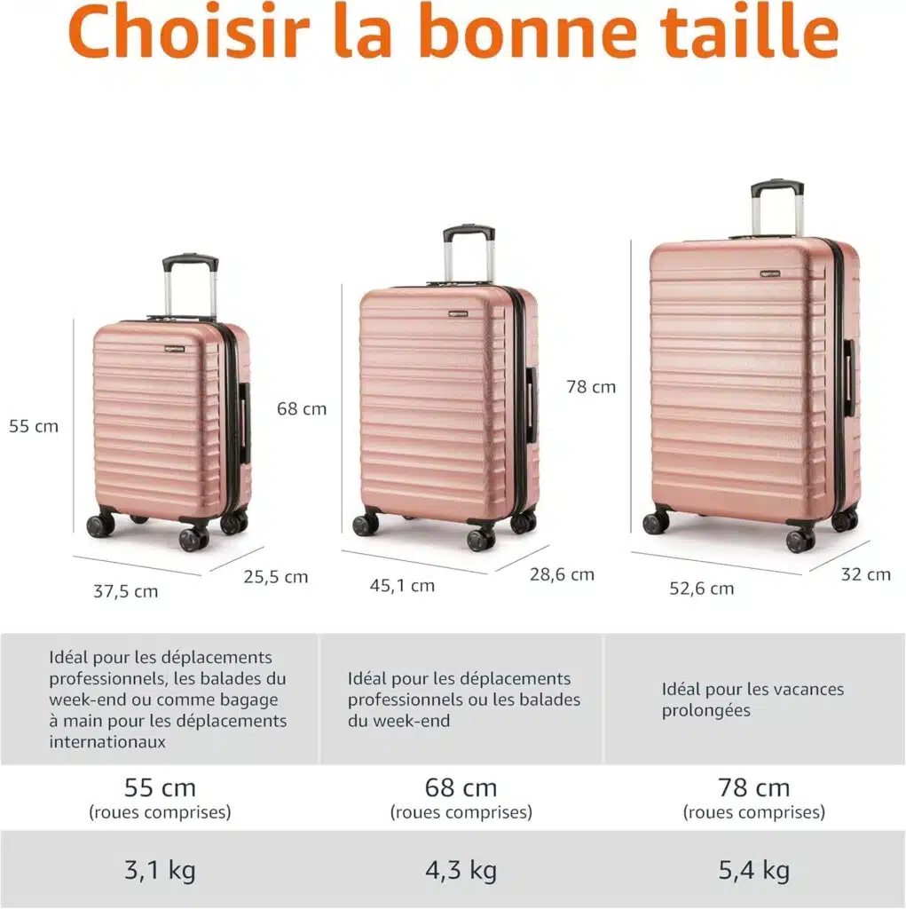valise rose rigide amazon tres bien noté sur amazon et pas cher 