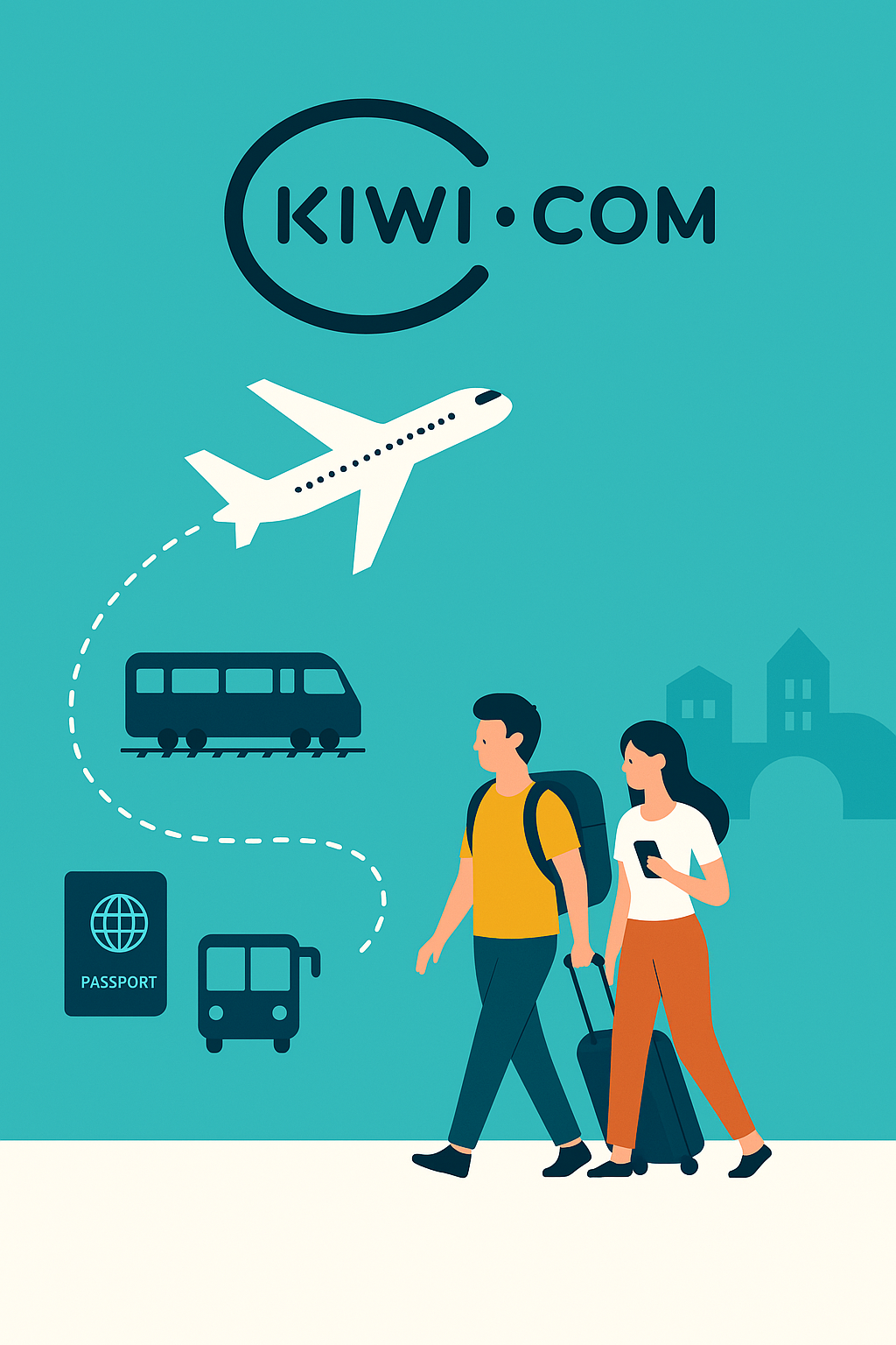 Avis Kiwi.com un couple va a l'aeroport un avion blanc s'envole