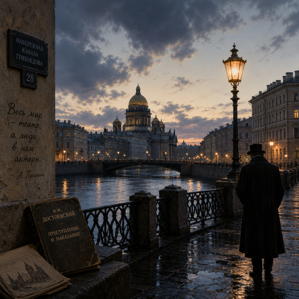 ai_6a75929100f370.82215188 Impossible de parler de grands classiques sans évoquer l'immense littérature russe. Saint-Pétersbourg, avec ses canaux majestueux, ses ponts et ses nuits blanches, a servi de décor à Dostoïevski (Crime et Châtiment) et à Pouchkine. La ville entière possède une aura mélancolique et grandiose. tourisme litteraire