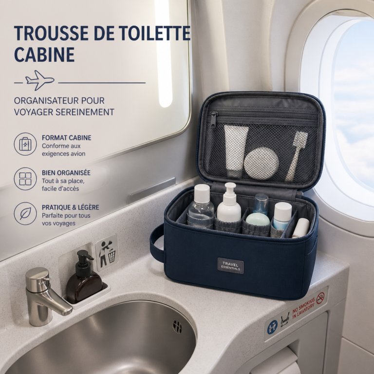 Trousse de toilette cabine, organisateur pour voyager sereinement.