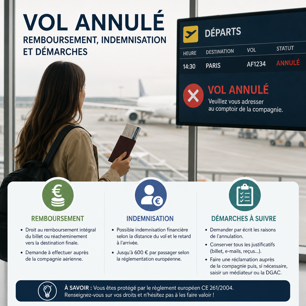 Vol annulé : remboursement, indemnisation et démarches